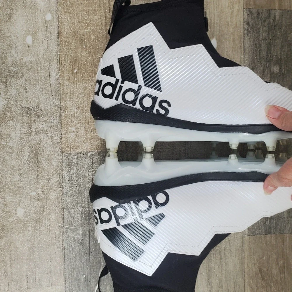 Adidas Nasty 2.0 Mens Shoes Sz 10 White Black Logo Front Zip Football Cleats